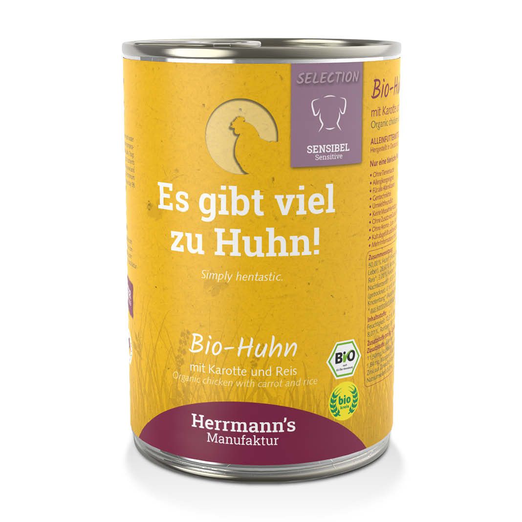 Herrmanns Selection - Sensible - Bio Huhn mit Karotte und Reis | 6 x 800 g