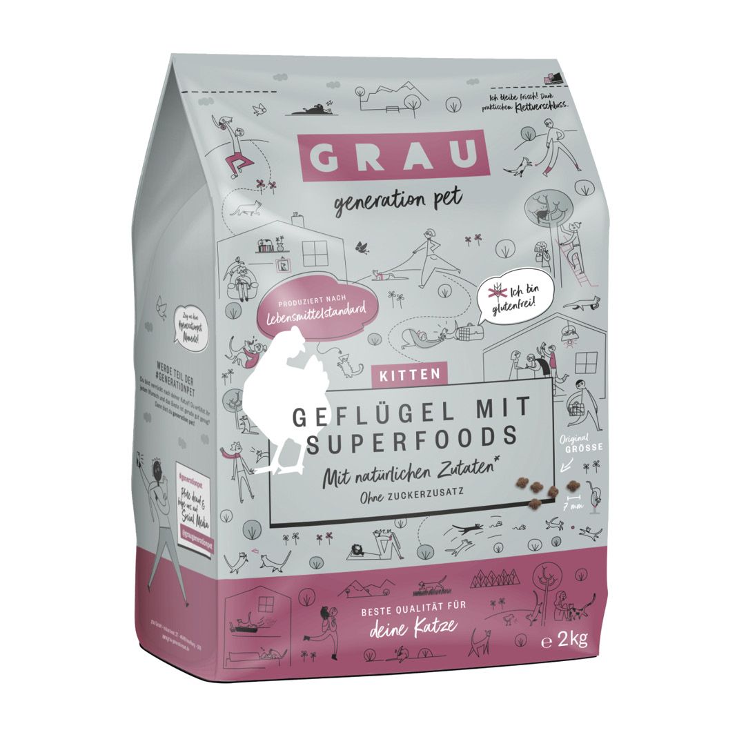 Grau Katze KITTEN Geflügel mit Superfoods