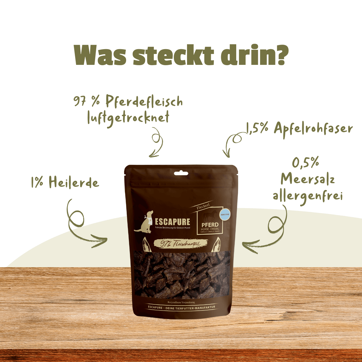 Escapure Fleckerl mit Heilerde Pferd | 150 g