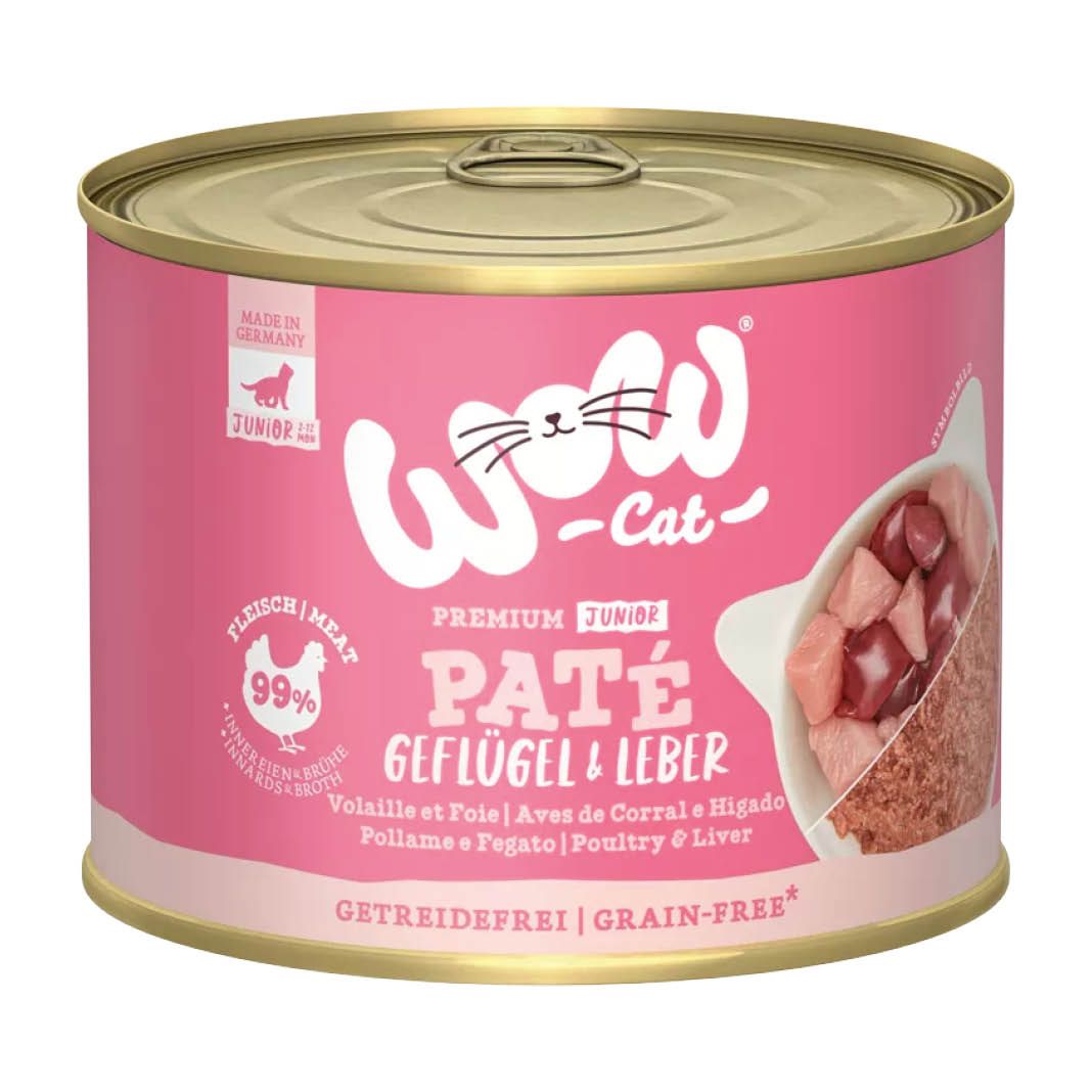WOW CAT Junior Paté - Geflügel & Leber | 6 x 200 g