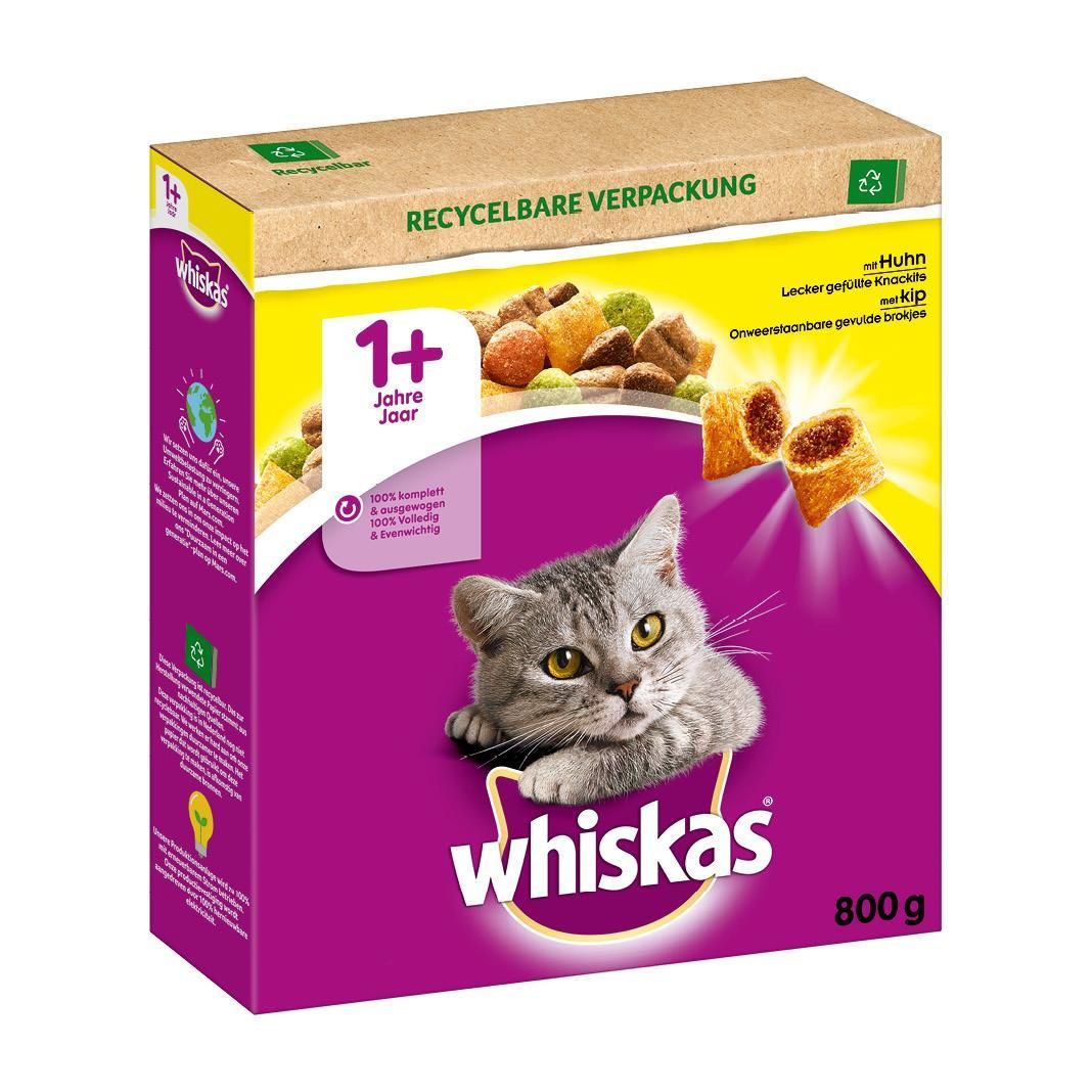 WHISKAS® Karton Trocken 1+ mit Huhn | 5 x 800 g