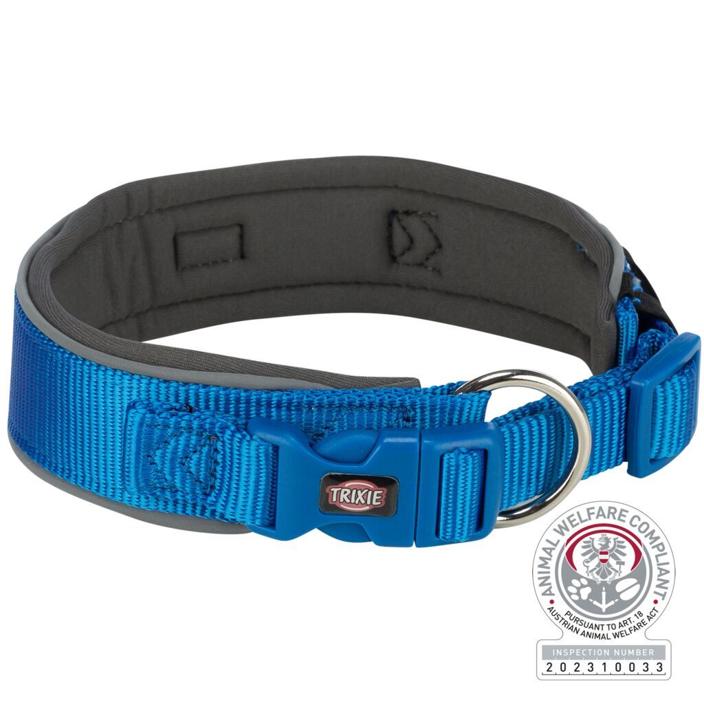 TRIXIE Premium Halsband, extra breit, royalblau/grafit | L–XL: 53-62 cm/50 mm