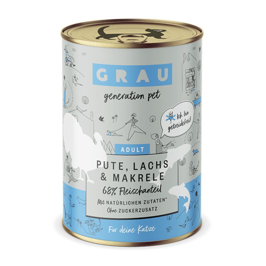 Grau Katze Huhn & Putenherzen | 6 x 800 g
