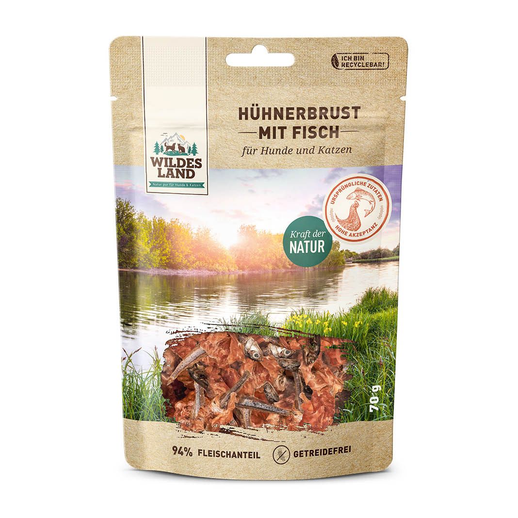 Wildes Land Cat - Fleischsnacks - Hühnerbrust mit Fisch | 70 g