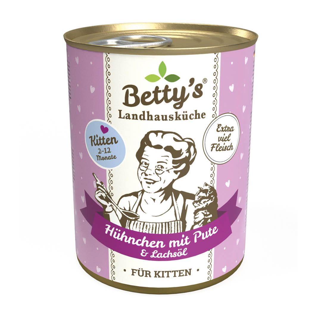 Betty's Landhausküche - Katze - Nassfutter - Kitten Hühnchen & Pute | 6 x 400 g
