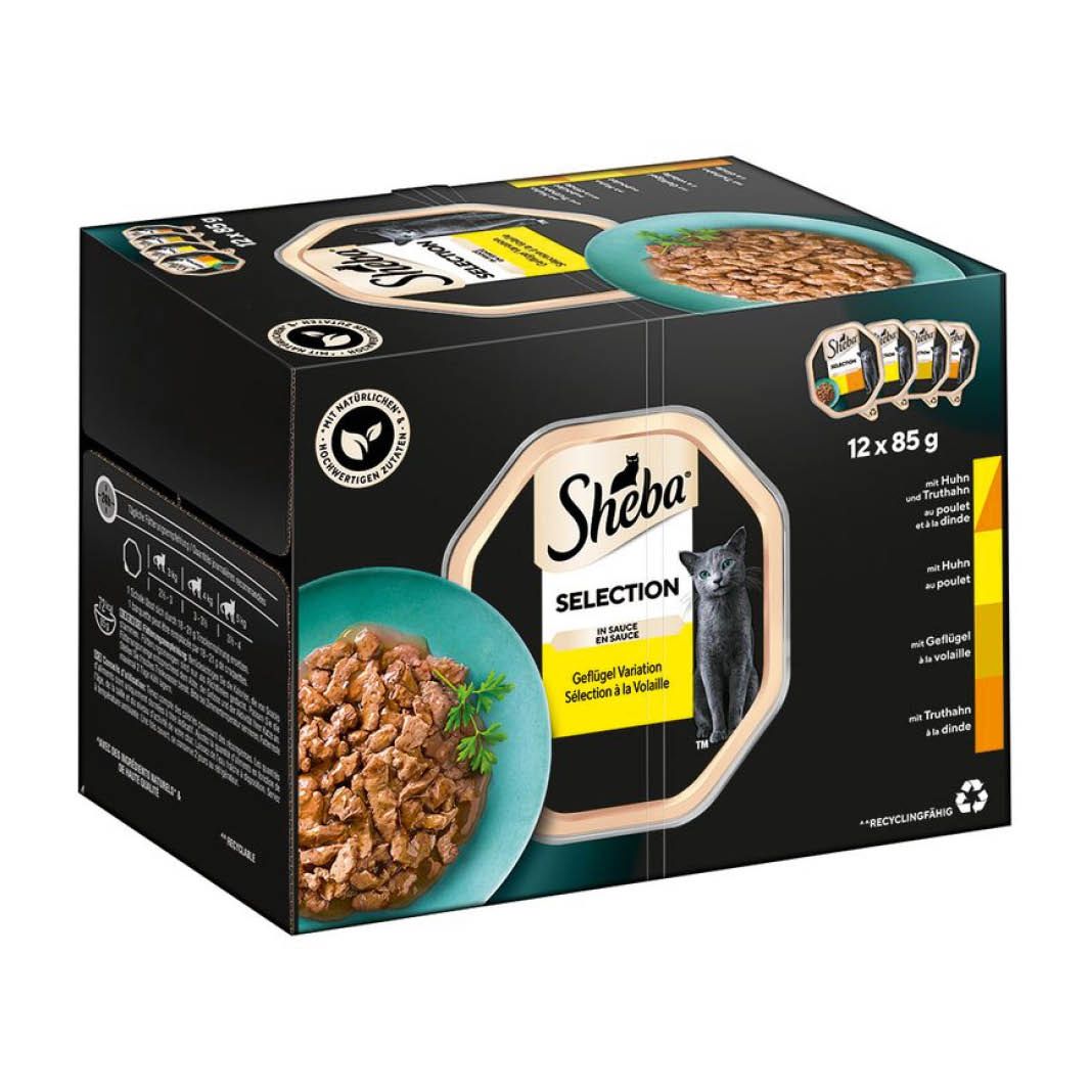 SHEBA® Schale Multipack Selection in Sauce Geflügel Variation (4 x 12 =) | 48 x 85 g
