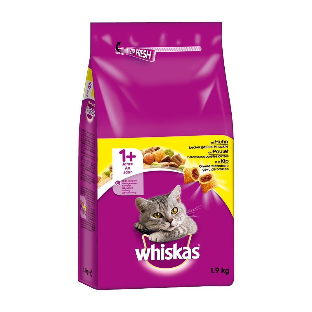 WHISKAS® Beutel Trocken Adult 1+ mit Huhn | 1,9 kg