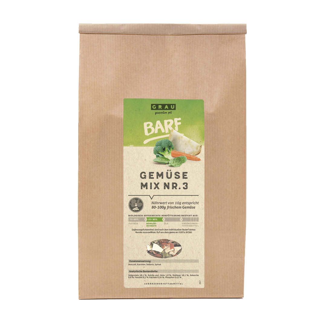 Grau Hund Gemüsemix Mischung Nr. 3 | 1,2 kg