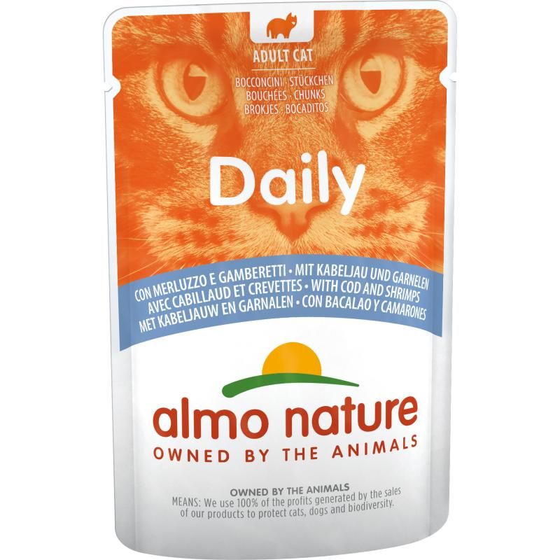 Almo Nature PFC Daily Menü Kabeljau und Garnelen Pouch | 30 x 70 g