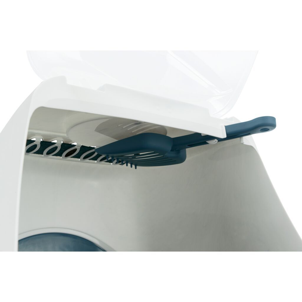 TRIXIE Katzentoilette Vico Open Top, mit Haube, blau/weiß | 40 × 40 × 56 cm