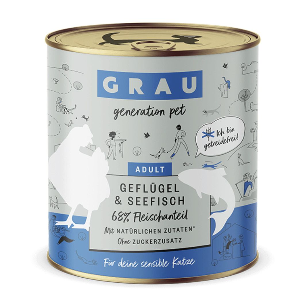 Grau Katze Geflügel & Seefisch | 6 x 800 g