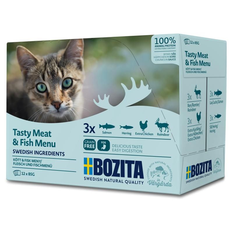Bozita Cat Multipack Häppchen in Soße Fleisch- & Fischmenü | 12 x 85 g