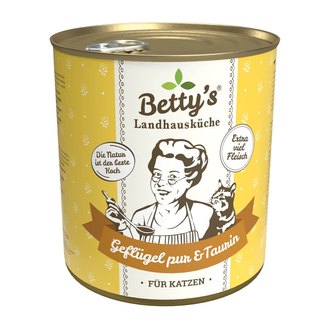 Betty's Landhausküche - Katze - Nassfutter - Geflügel pur | 6 x 800 g