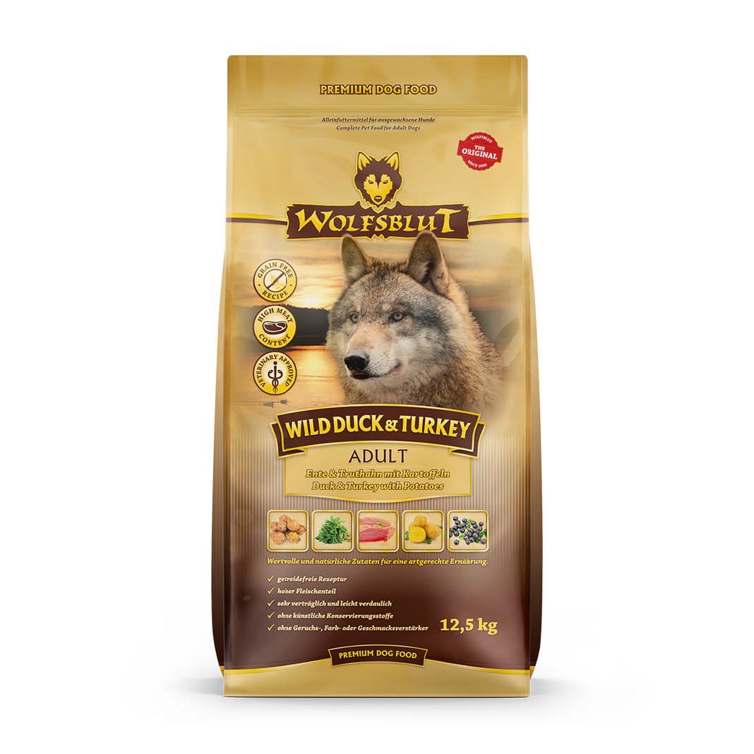 Wolfsblut Wild Duck & Turkey Adult - Ente & Truthahn mit Kartoffel | 12,5 kg