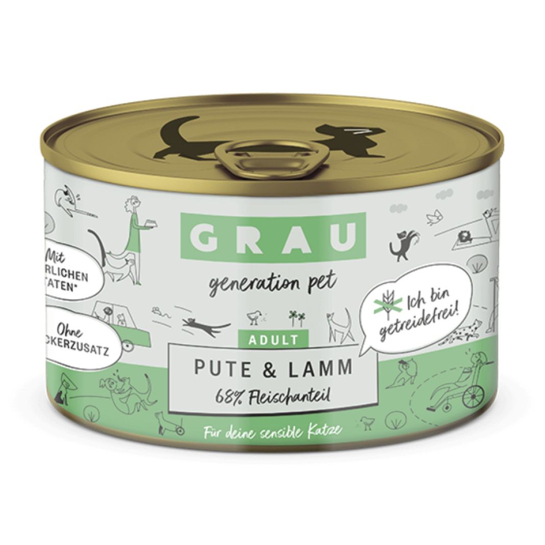 Grau Katze Huhn & Putenherzen | 6 x 800 g