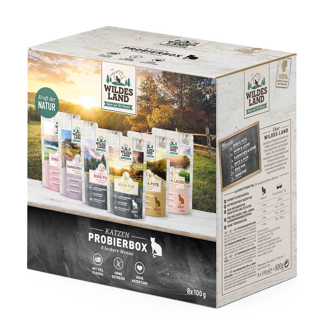 Wildes Land Cat - Classic Adult - Probierbox - Pouch | 8 x 100 g