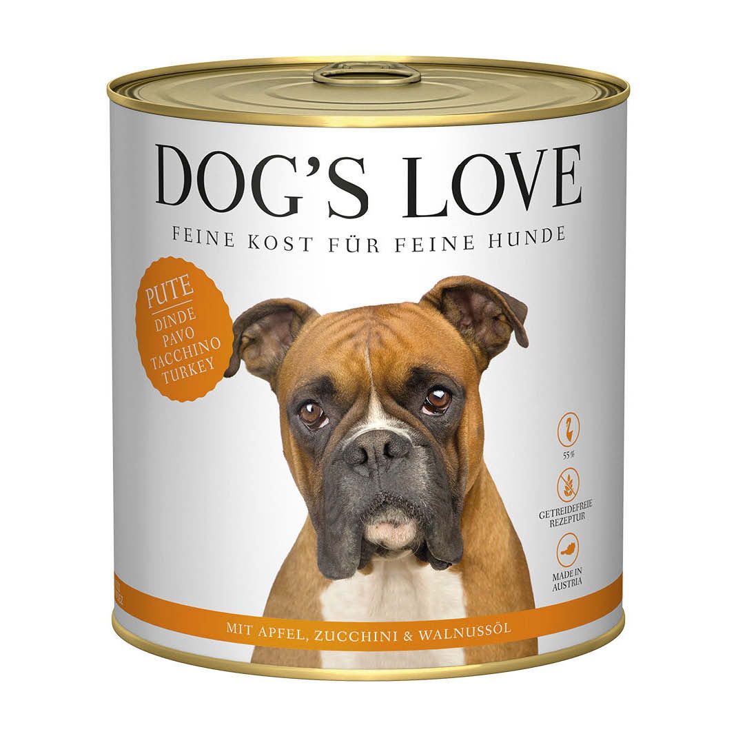 DOG'S LOVE Adult - Pute mit Apfel, Zucchini & Walnussöl | 6 x 800 g