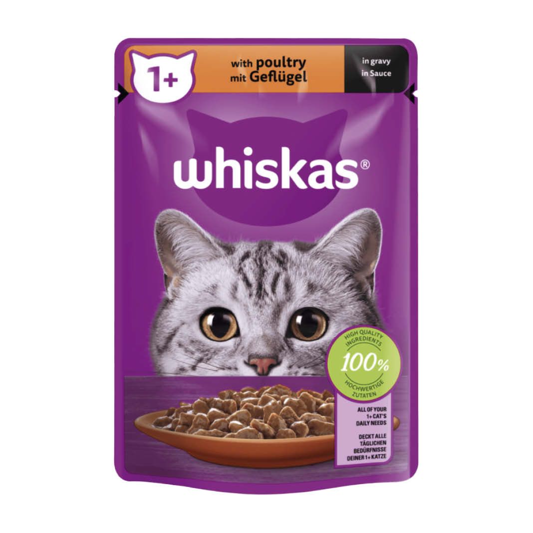 WHISKAS® Portionsbeutel 1+ mit Geflügel in Sauce | 28 x 85 g