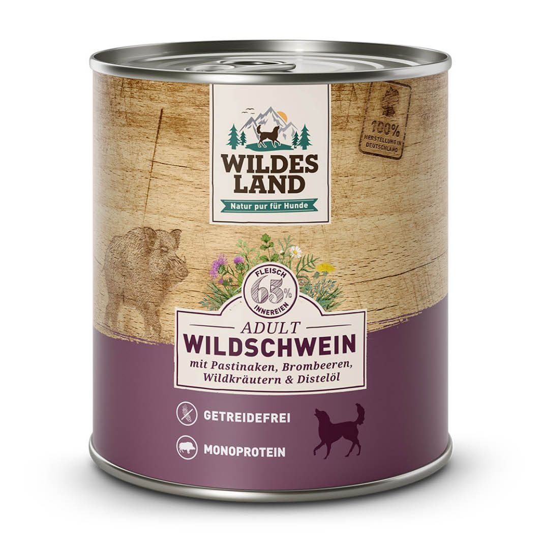 Wildes Land Classic Adult - Wildschwein mit Pastinake, Brombeeren, Wildkräutern und Distelöl | 6 x 800 g