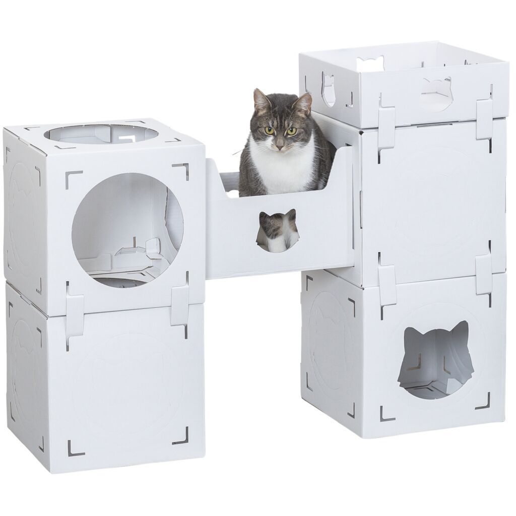 TRIXIE Katzenmöbel Casa Cara, Pappe, weiß | 93 x 72 x 30.5 cm
