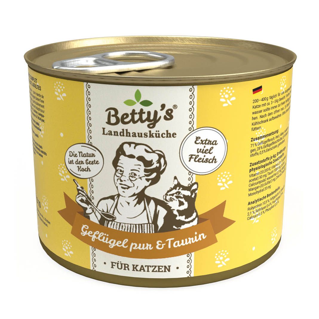 Betty's Landhausküche - Katze - Nassfutter - Geflügel pur | 6 x 200 g