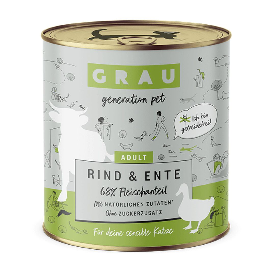 Grau Katze Rind & Ente | 6 x 800 g