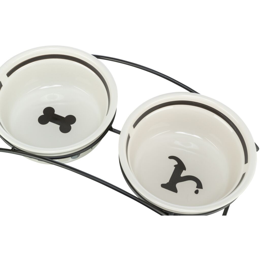 TRIXIE Napf-Set, Keramik/Metall, weiß/schwarz