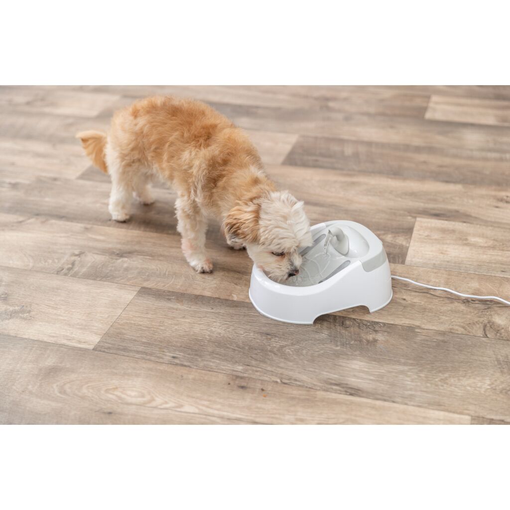 TRIXIE Trinkbrunnen Duo Stream, weiß/grau | 1 l/20 × 12 × 23 cm