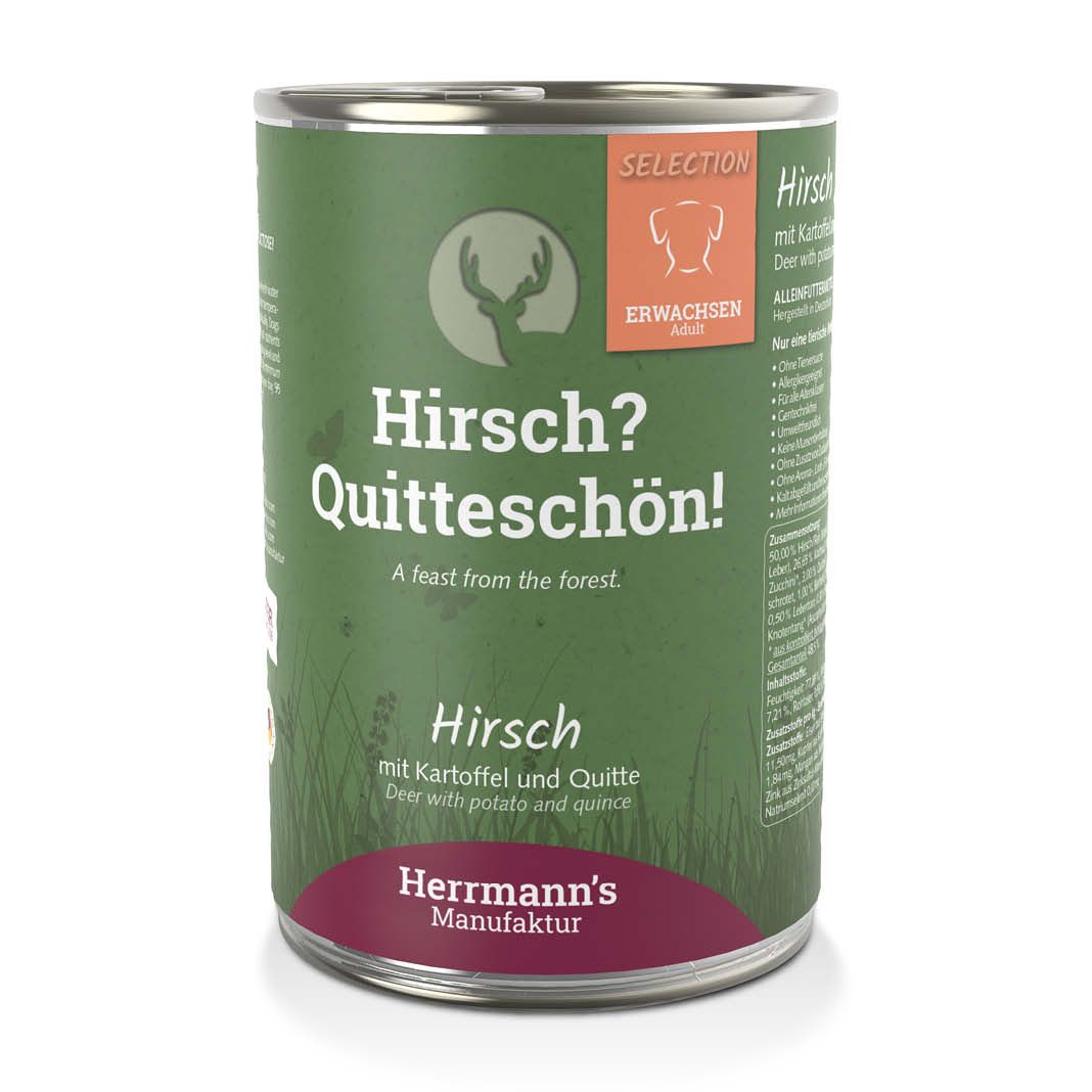 Herrmanns Selection - Erwachsen - Hirsch mit Kartoffel und Quitte | 6 x 400 g