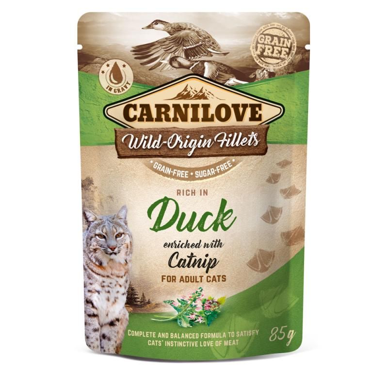 Carnilove Cat Pouch Ragout - Ente angereichert mit Katzenminze | 24 x 85 g