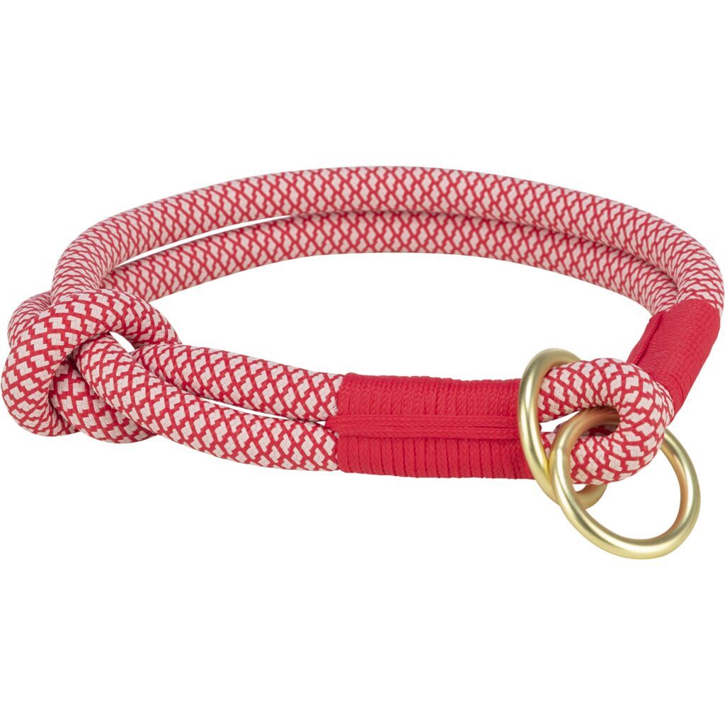 TRIXIE Soft Rope Zug-Stopp-Halsband, rot/creme | L: 50 cm/ø 13 mm