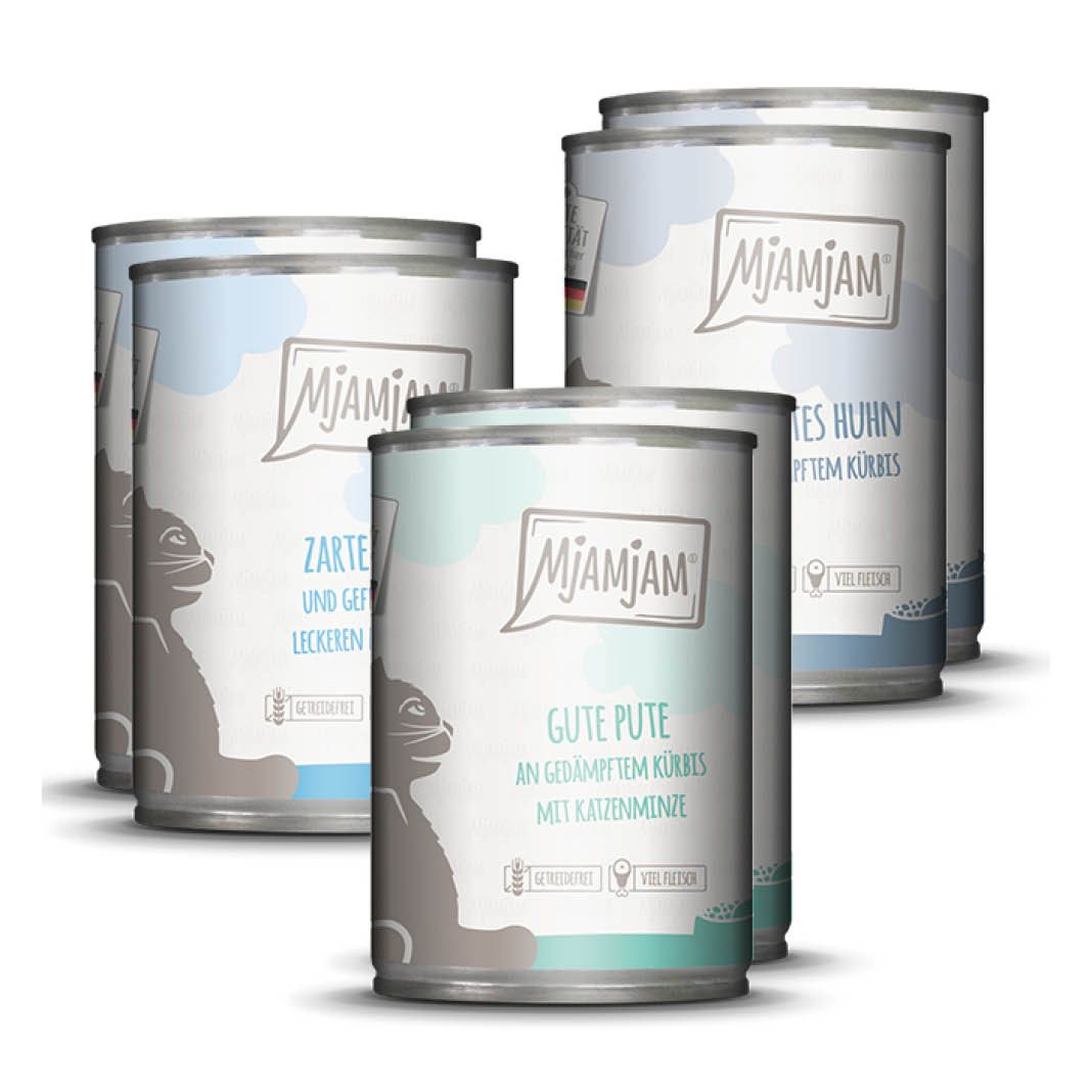 MjAMjAM Cat - Mixpaket II - Huhn, Pute, Ente & Geflügel | 6 x 400 g
