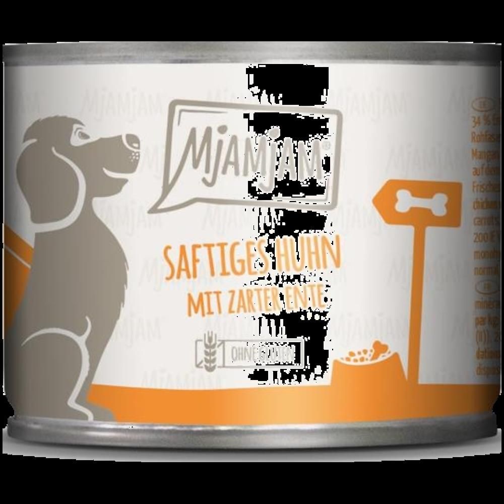 MjAMjAM Dog - Saftiges Huhn mit zarter Ente an Möhrchen & gekochter Hirse | 6 x 200 g