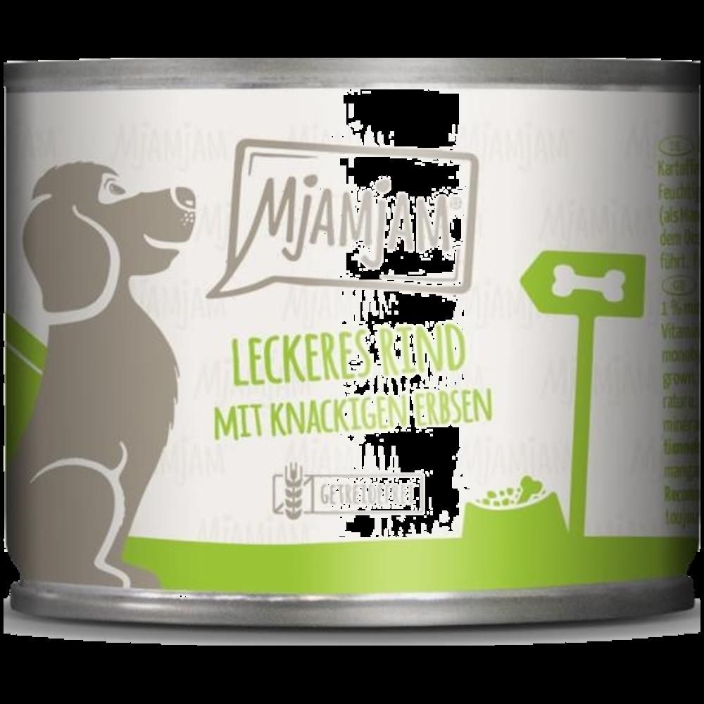 MjAMjAM Dog - Leckeres Rind an gekochten Kartoffeln mit knackigen Erbsen | 6 x 200 g