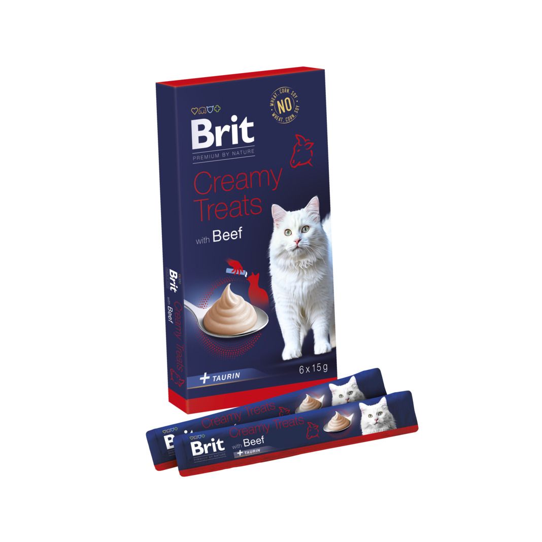 Brit Premium by Nature Cat Creamy Treats mit Rind (11 x 6=) | 66 x 15 g