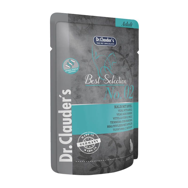 Dr. Clauder's Best Selection Adult No. 2 Kalb mit Apfel Pouch | 16 x 85 g