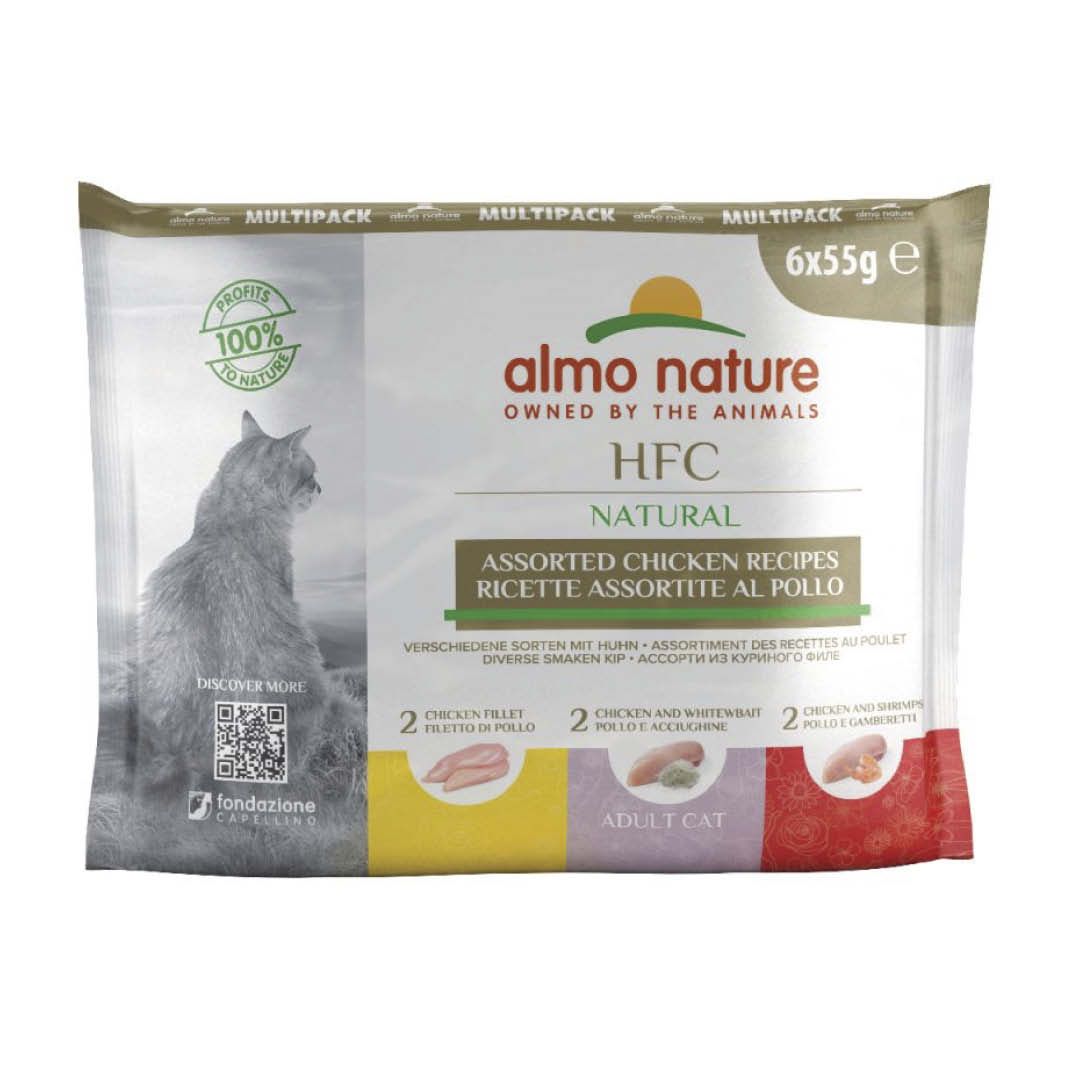 Almo Nature HFC NATURAL Multipack - 3 Sorten mit Huhn (8 x 6 =) | 48 x 55 g