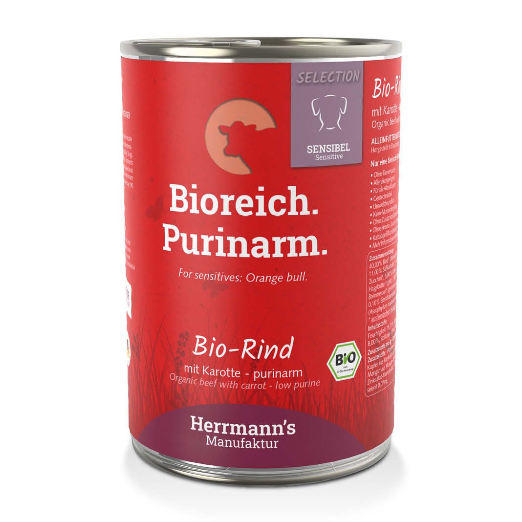 Herrmanns Selection - Sensible - Bio Rind mit Karotten - purinarm | 6 x 400 g