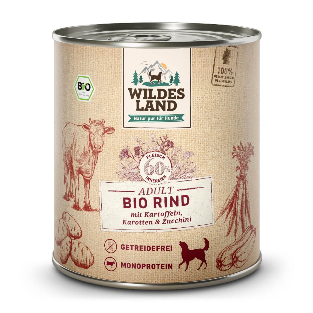 Wildes Land BIO Adult - Rind mit Kartoffeln, Karotten & Zucchini - Pouch | 10 x 125 g