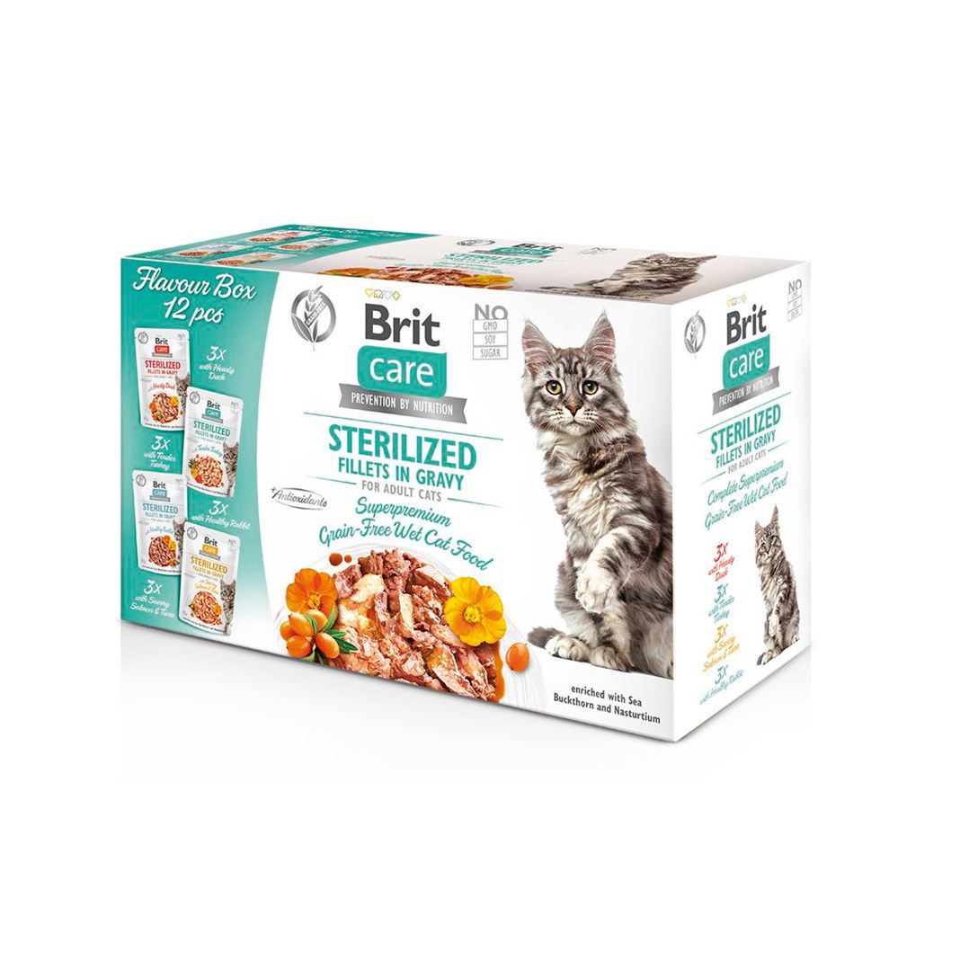 Brit Care - Cat - Flavour box - Filets in Soße - sterilisierte Katzen | 12 x 85 g