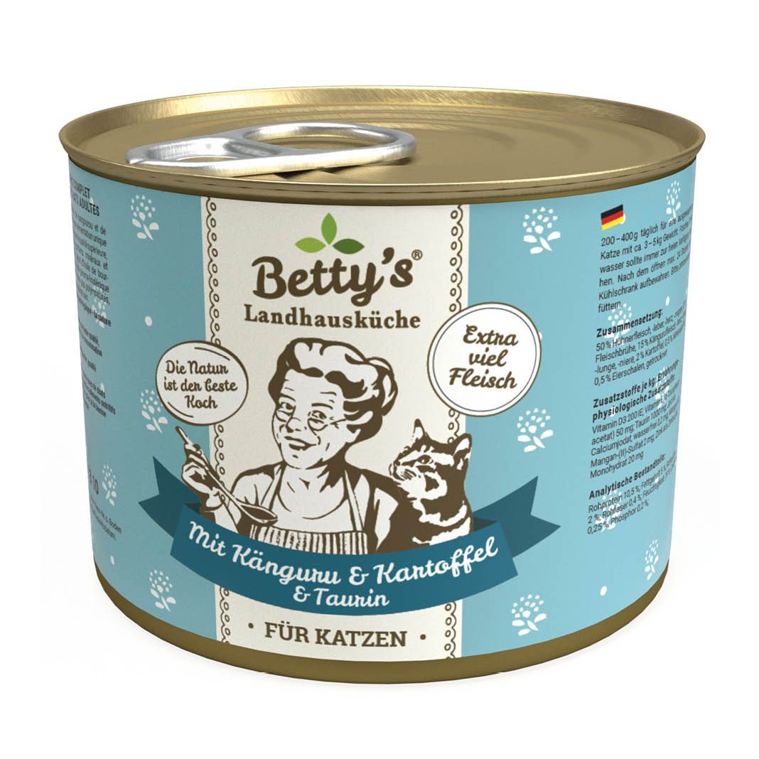 Betty's Landhausküche - Katze - Nassfutter - Känguru & Kartoffel | 6 x 200 g