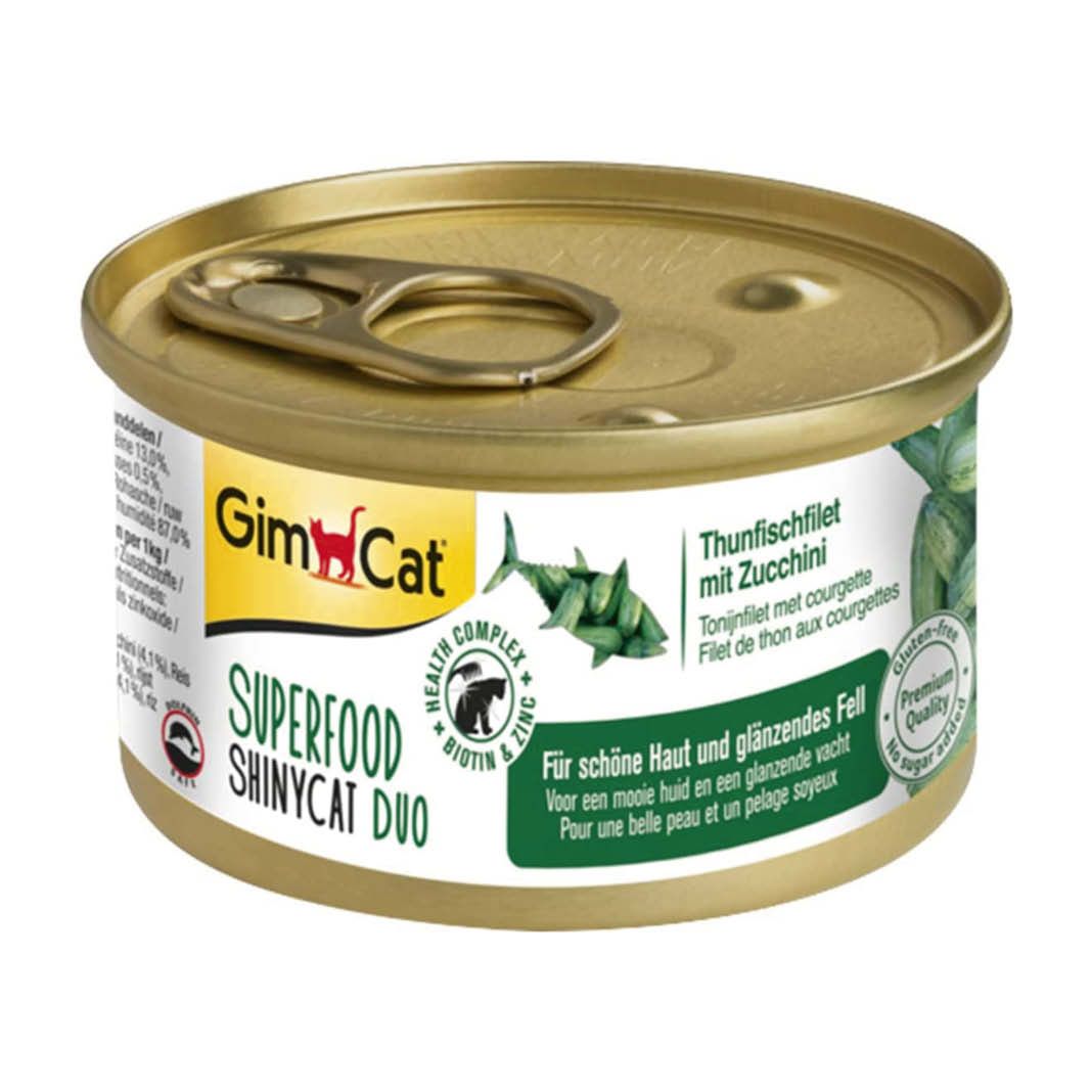 GimCat ShinyCat Superfood Duo Thunfischfilet mit Zucchini | 24 x 70 g