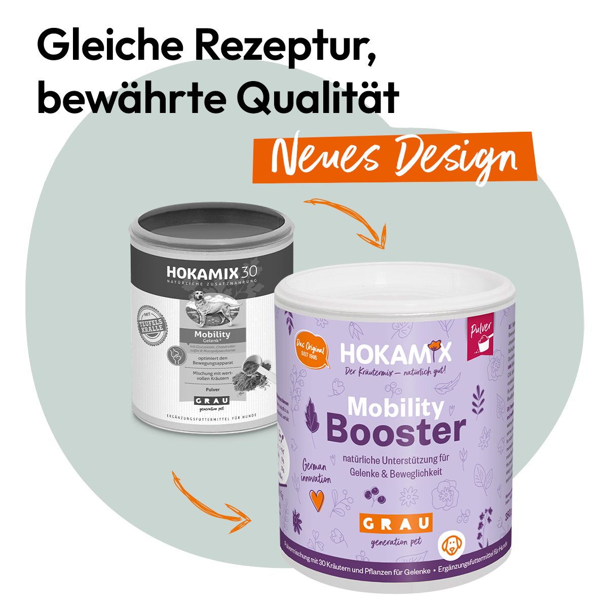 Grau Hund Hokamix30 Mobility Pulver | 350 g
