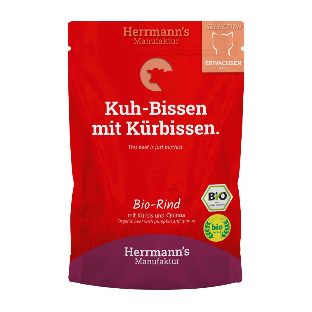 Herrmanns Selection Cat - Bio Rind mit Kürbis und Quinoa - Pouch | 12 x 100 g