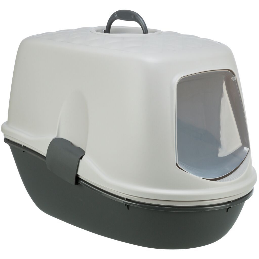 TRIXIE Katzentoilette Berto Top, 3tlg., mit Trennsystem, hellgrau/dunkelgrau | 39 × 42 × 59 cm