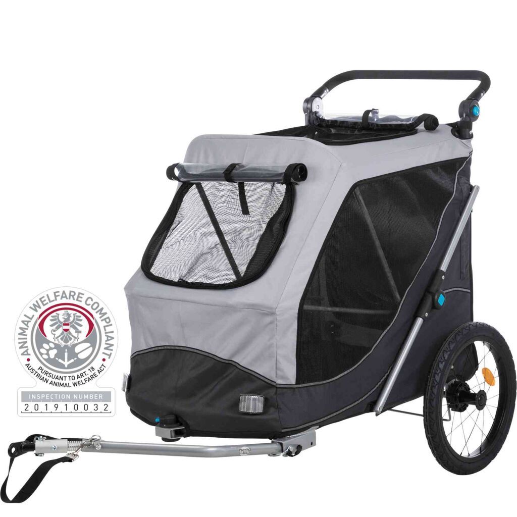 TRIXIE Fahrrad-Anhänger, Schnell-Falt-Funktion, grau