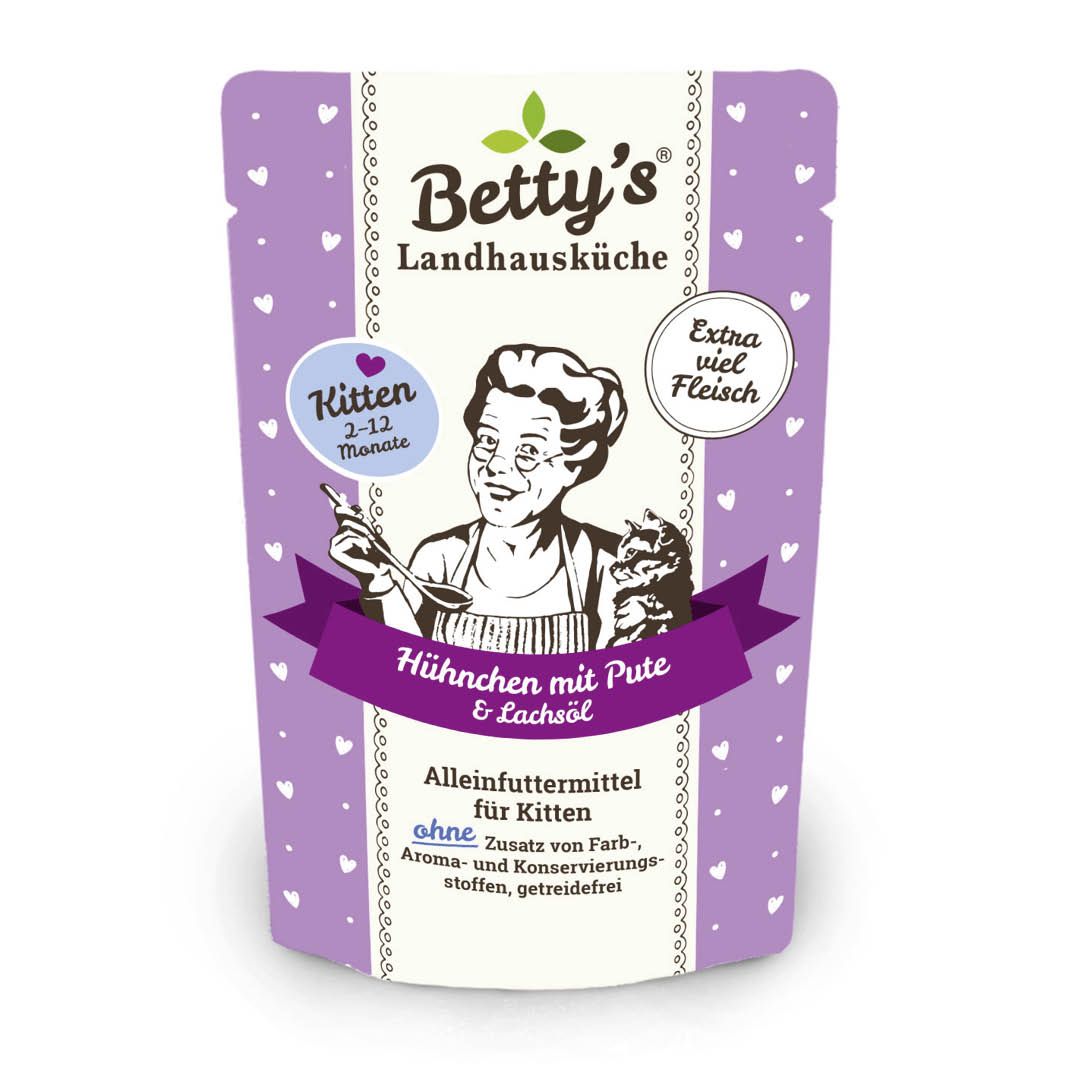 Betty's Landhausküche - Katze - Nassfutter - Kitten Hühnchen & Pute - Pouch | 12 x 100 g