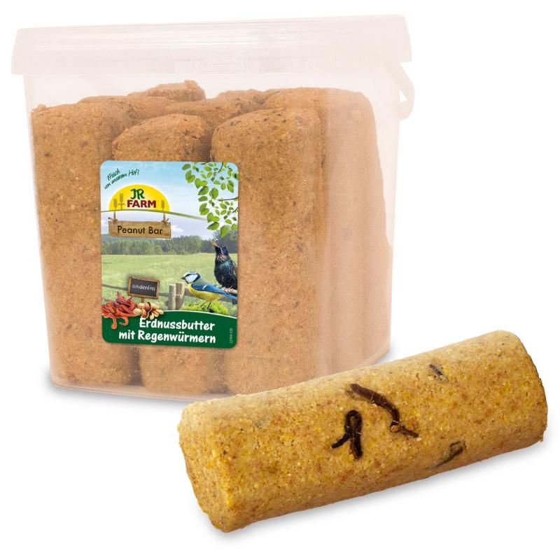 JR FARM Peanut Bar Erdnussbutter mit Regenwürmern (9 Stück im Eimer) | 3,15 kg