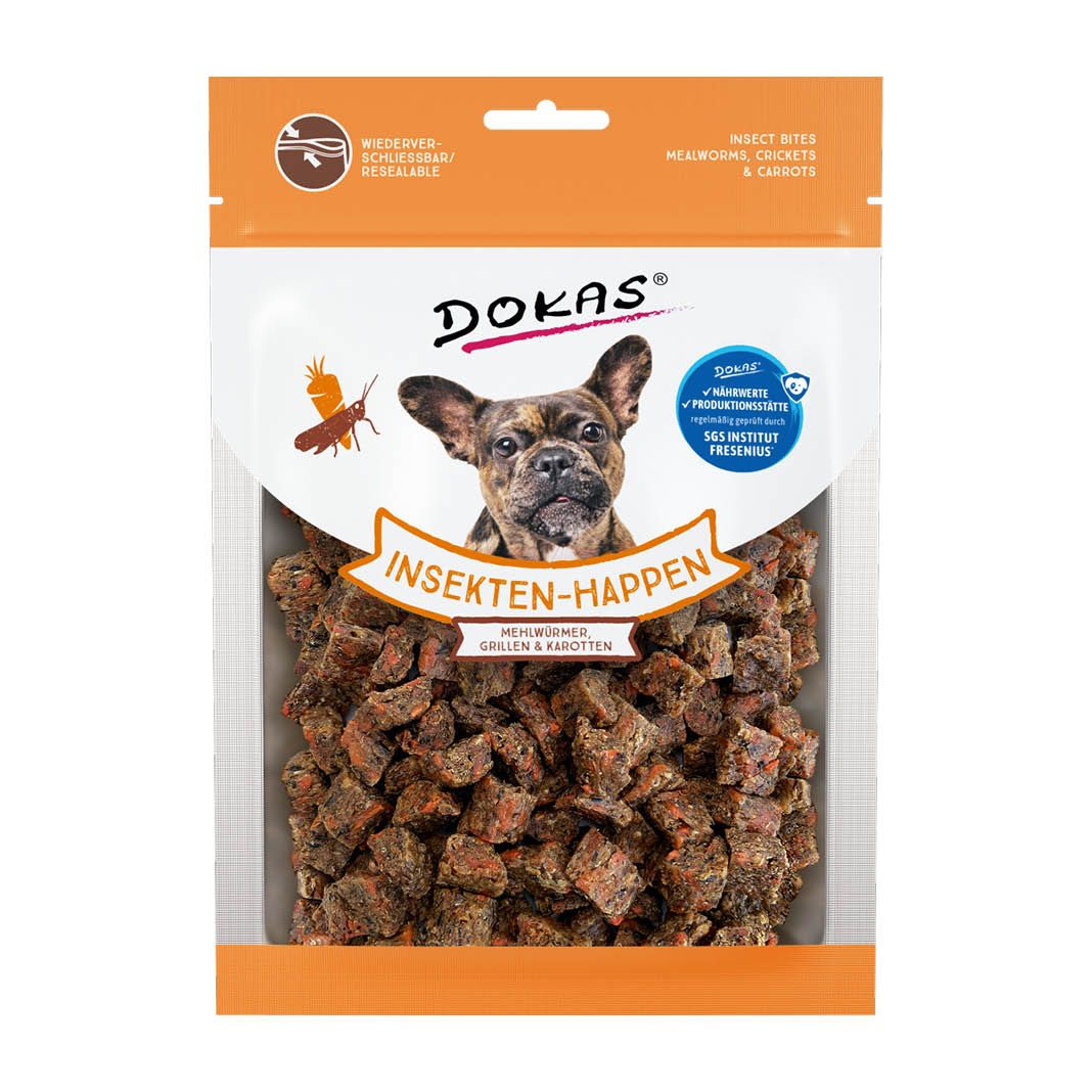 Dokas Insekten-Happen Mehlwürmer, Grillen, Karotte | 5 x 100 g