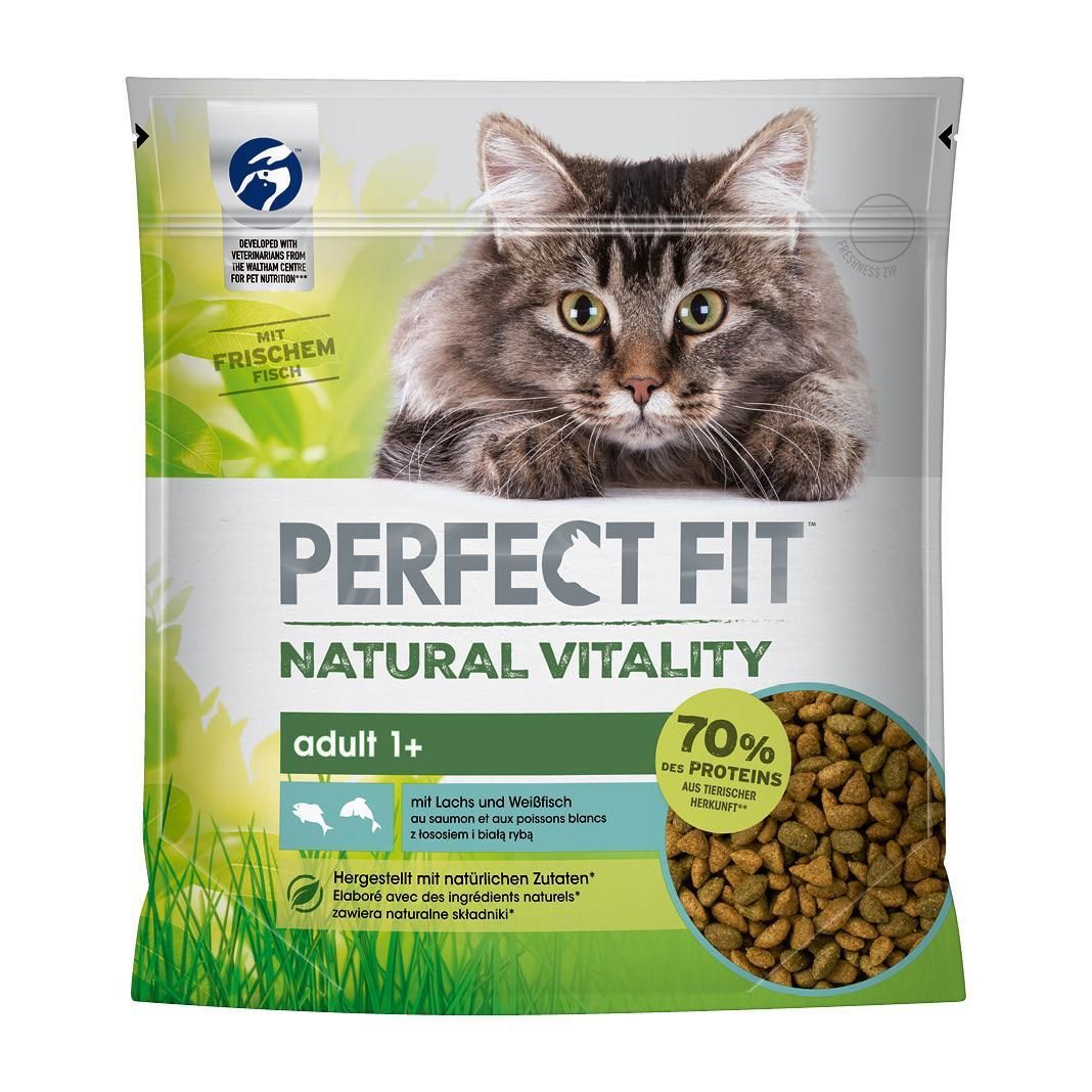 PERFECT FIT™ Katze Beutel Natural Vitality Adult 1+ mit Lachs und Weißfisch | 6 x 650 g